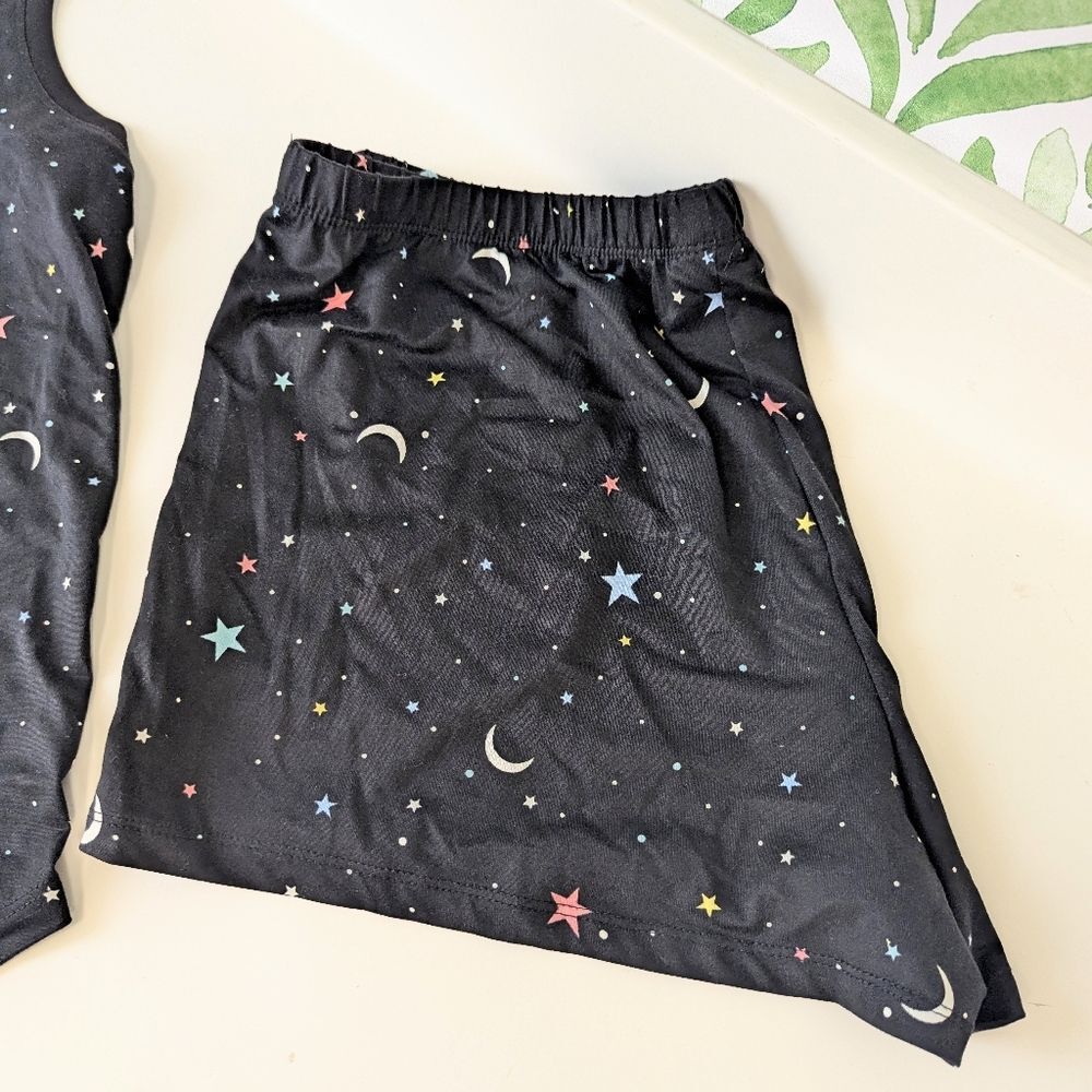 Celestial Moon Whimsigoth Joyspun Pajama Set Med 8/10 Black Moon Stars Space - Picture 5 of 6